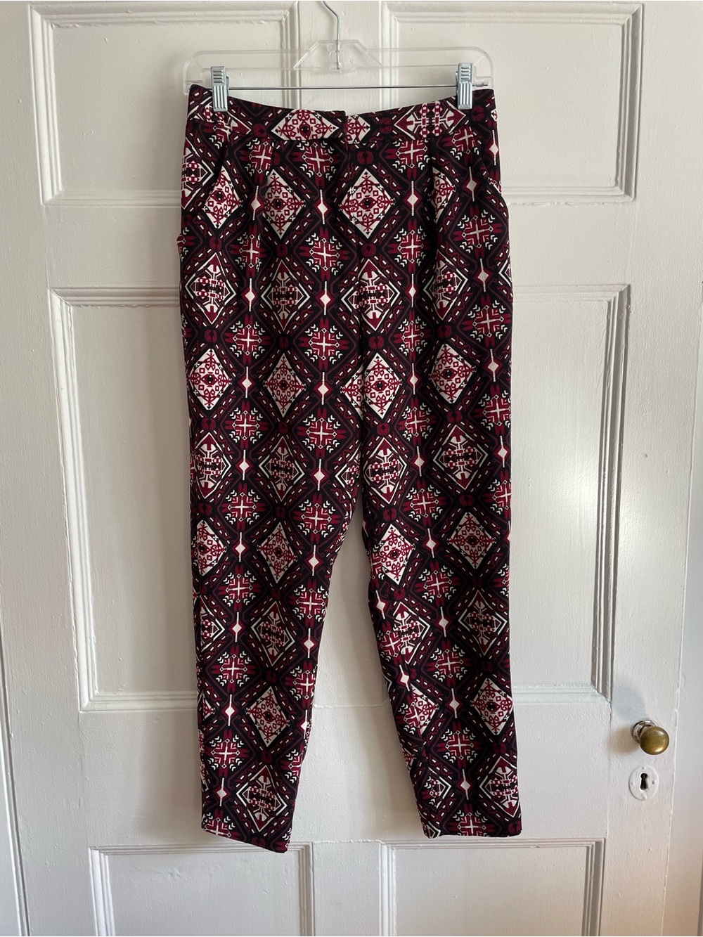 H&M Burgundy and Black Geometric Skinny Pants